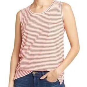 Madewell Sandberg Stripe Pocket Red White Muscle Tank